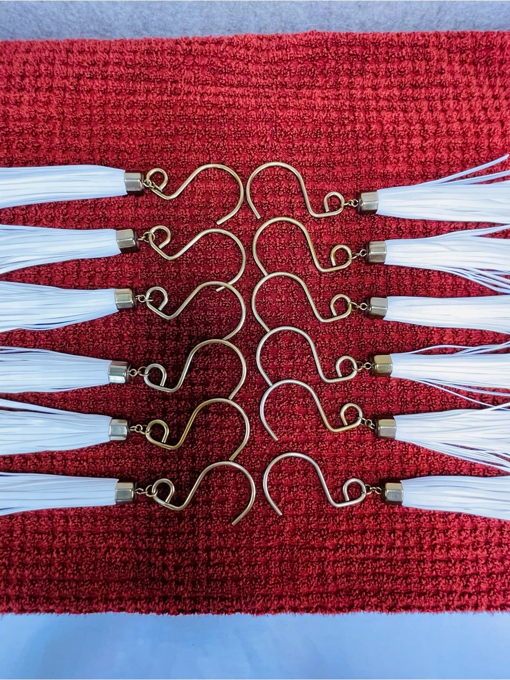 Faux Leather Tassel Shower Curtain Rings Antique Gold set of 12